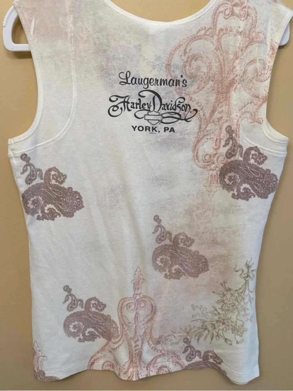 Harley-Davidson Cream Floral Paisley Sleeveless Tank - Picture 6 of 7